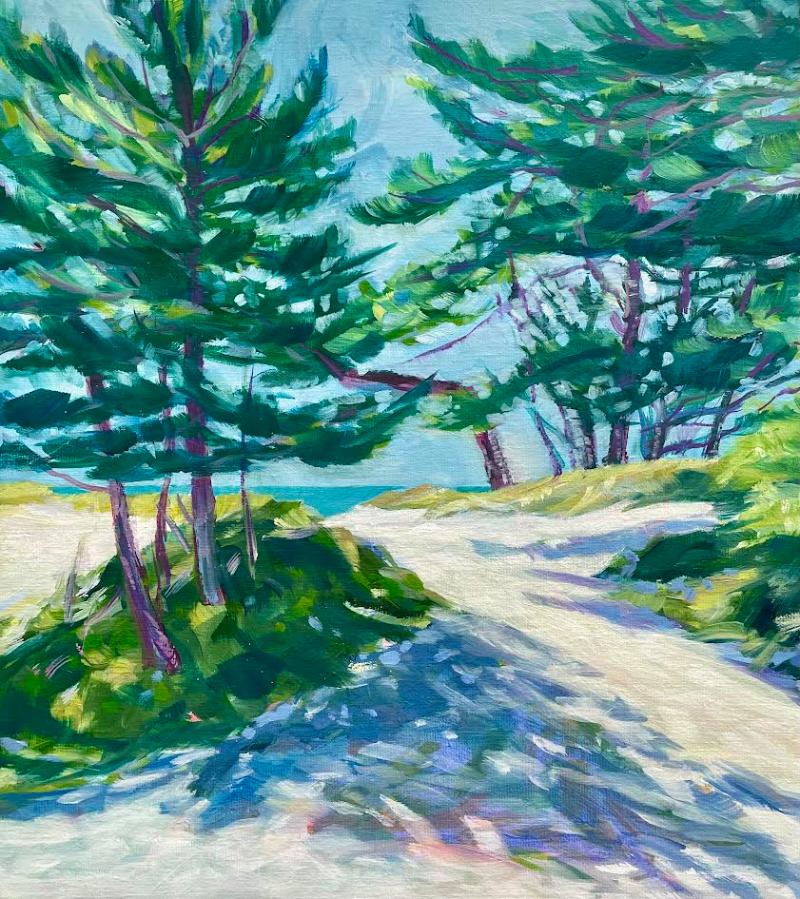 Maleri af Billedkunstner Susanne Mainsøe. Træer ved Rørvig